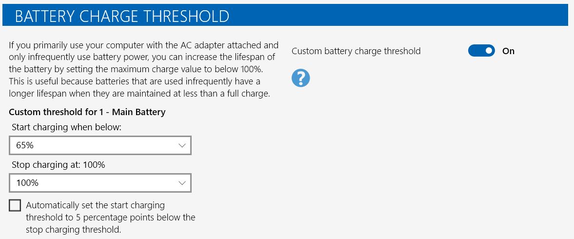ThinkPad battery charging thresholds 